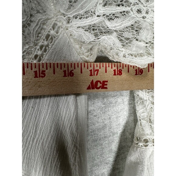 Blue Rain Boho Ivory-White Mini Dress Lace Sleeves Button Front Womens size XS - Picture 3 of 10